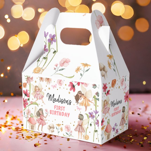 Fairy Birthday 1st Enchanted Forest Girl Floral Favor Box (Creator Uploaded)