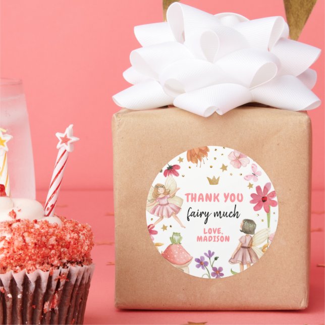 Fairy Birthday 1st Fairy Thank You Sticker Favour (Party)