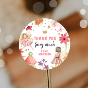 Fairy Birthday 1st Fairy Thank You Sticker Favour