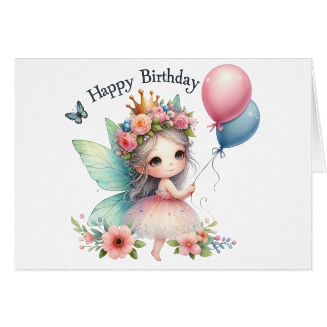 Fairy Birthday Card (Front Horizontal)