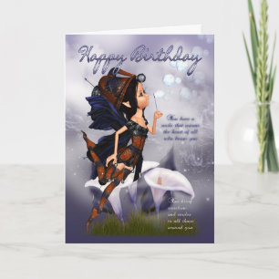 Fairy Birthday Card - Fairy Blowing Bubbles Birthd