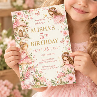 Fairy Birthday Enchanted Garden Wildflower Party Invitation