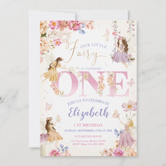 Fairy Birthday Invitation Fairy Garden Birthday (Front)