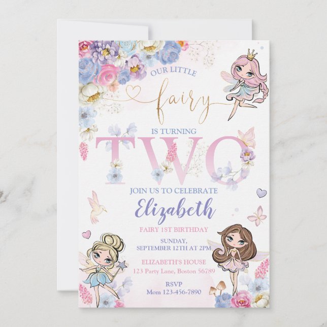 Fairy Birthday Invitation Fairy Garden Birthday (Front)