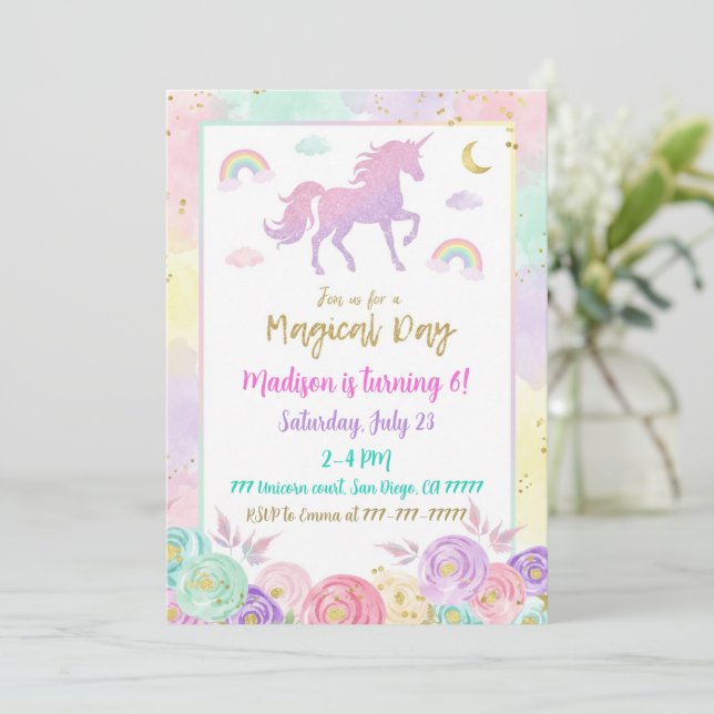 Fairy Birthday Invitation Whimsical Magical Party (Debout devant)
