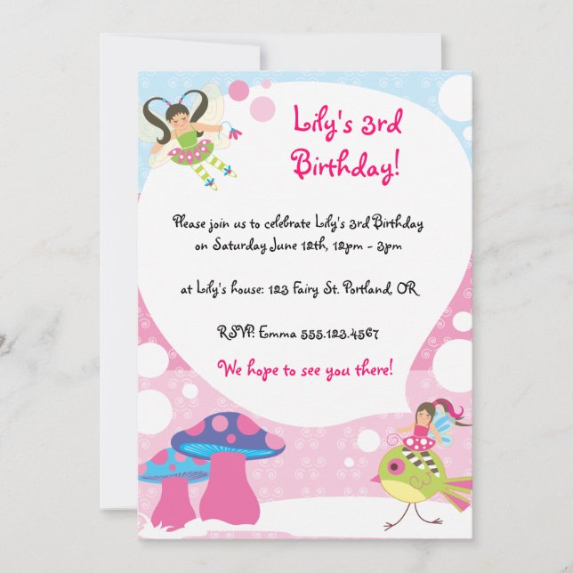 Fairy Birthday Invites (Front)