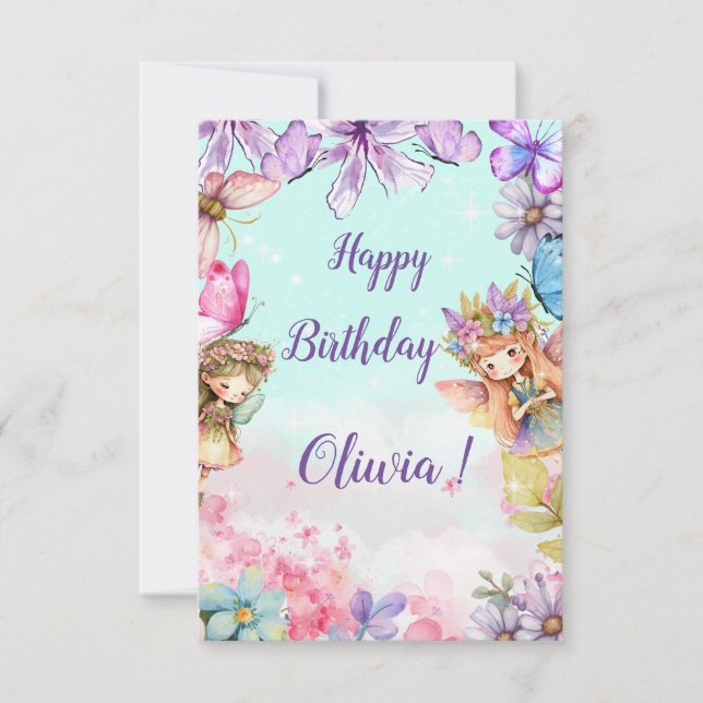 Fairy Birthday Princess Fairy Happy Birthday Card (Front)
