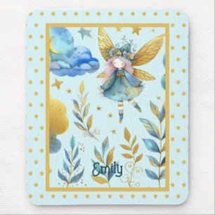 Fairy Birthday Teal Gold Pink Princess Fairytale Mouse Pad