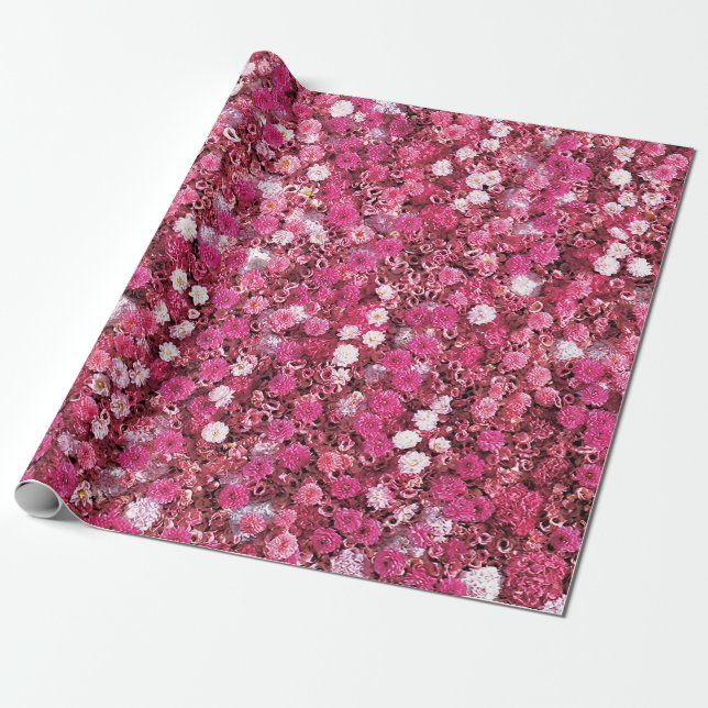 Fairy birthday watercolor flowers garden wrapping paper (Unrolled)