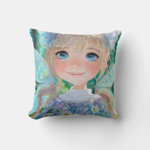 Fairy Blue colours art wall decor Throw Pillow
