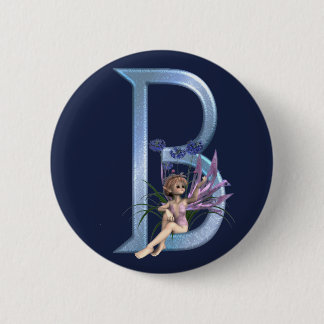 Fairy Blue Monogram B 2 Inch Round Button