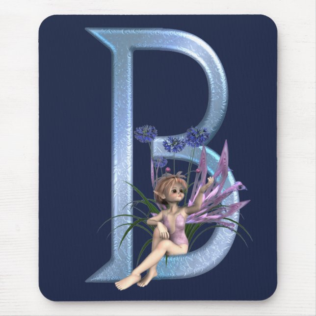 Fairy Blue Monogram B Mouse Pad (Front)