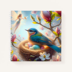 Fairy & Bluebird Nest – Spring Blossom Fantasy Notebook
