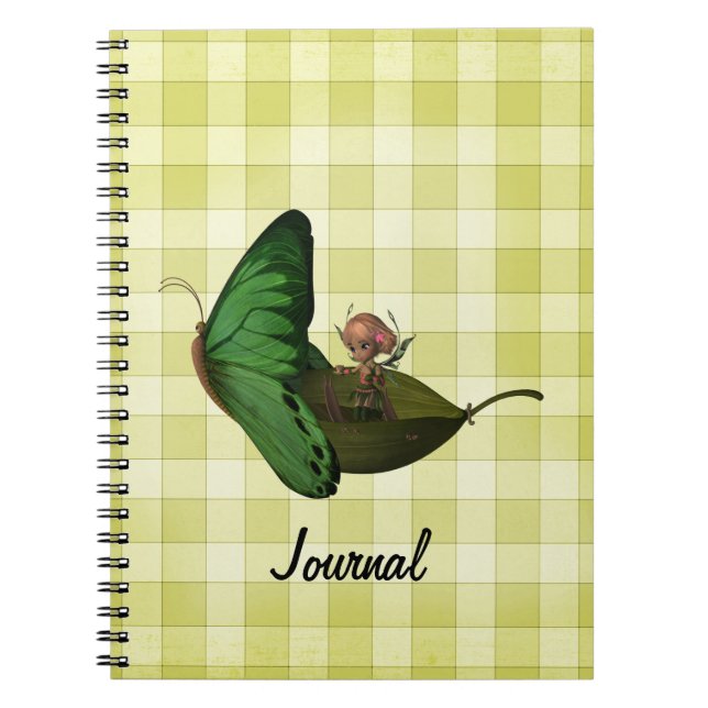 Fairy Boat Yellow Checks Notebook (Front)