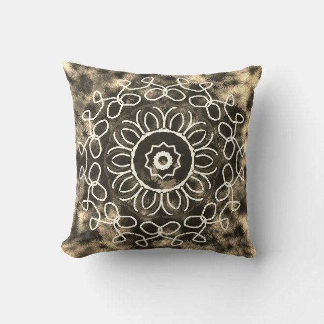 Fairy Brownl Medallian Design Throw Pillow (Front)