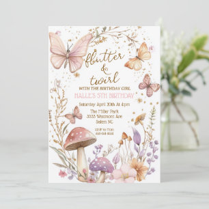 Fairy butterfly birthday whimisical party invite