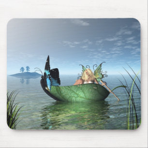 Fairy Butterfly Boat Mouse Pad