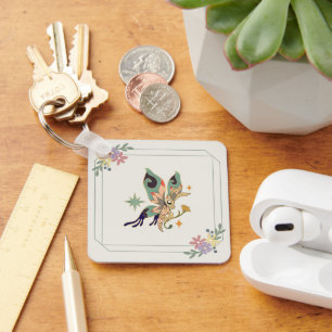 Fairy Butterfly, Magical Floral Fantasy Keychain