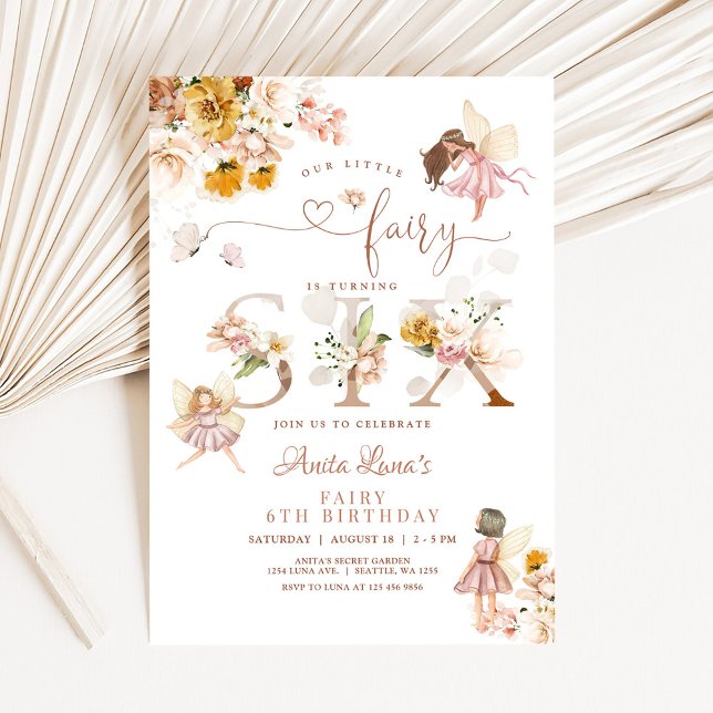 Fairy Butterfly Magical Wildflower 6th Birthday Invitation (Creator Uploaded)