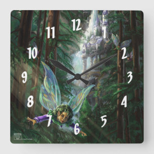 Fairy Castle Forest Square Wall Clock