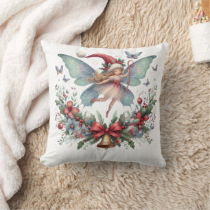 Fairy Christmas Butterfly  Throw Pillow