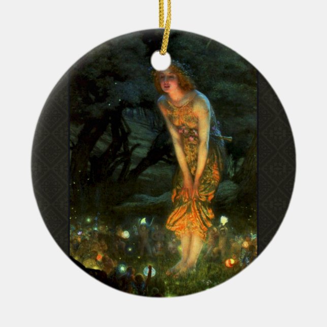 Fairy Circle Fairies Midsummer Eve Ceramic Ornament (Front)