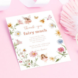 Fairy Colourful Widflower Girl 1st Birthday Thank You Card