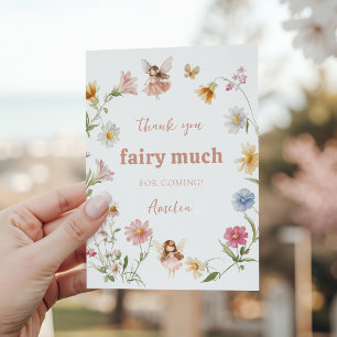 Fairy Colourful Widflower Girl 1st Birthday Thank You Card