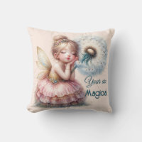 Fairy Core Style Throw Pillow in Paste Pink & Blue