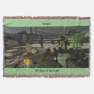Fairy Cowgirls Campfire Song Throw Blanket 54"x38"
