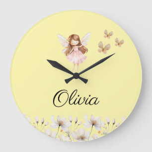 Fairy Cute Garden Enchanted Personalized Name Large Clock