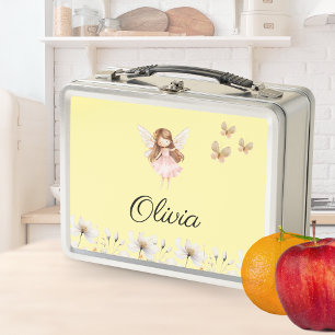 Fairy Cute Garden Enchanted Personalized Name Metal Lunch Box