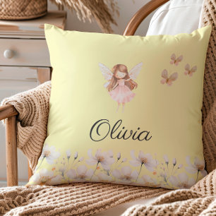 Fairy Cute Garden Enchanted Personalized Name Throw Pillow