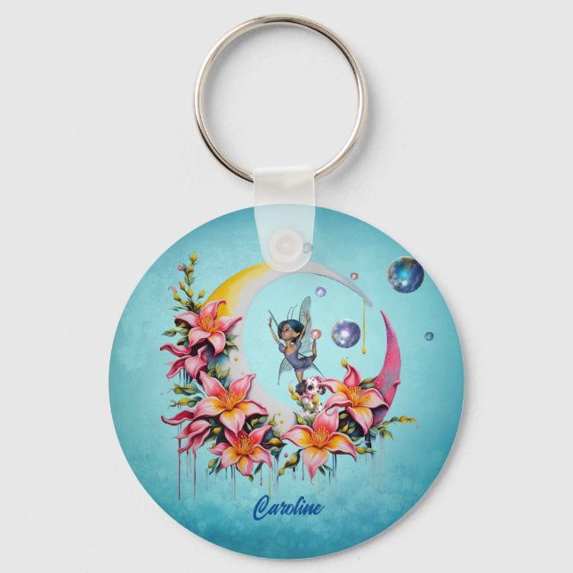 Fairy dancing on the moon keychain (Front)
