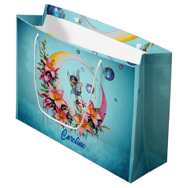 Fairy dancing on the moon  large gift bag (Front Angled)