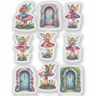 Fairy door vinyl sticker sheet