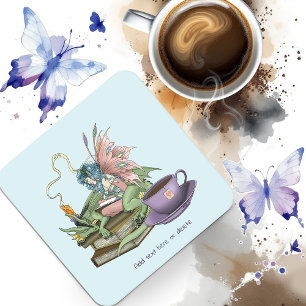 Fairy Dragon Books Tea Friendship Square Paper Coaster