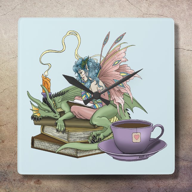 Fairy Dragon Books Tea Friendship  Square Wall Clock (Creator Uploaded)