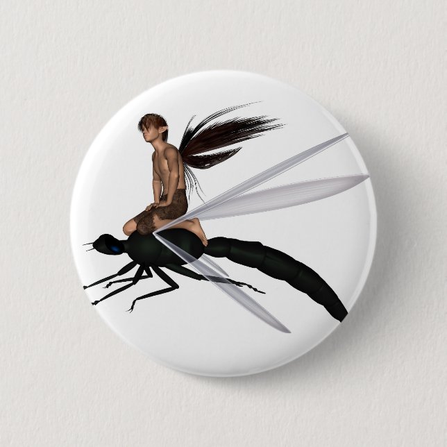Fairy Dragonfly Rider 2 Inch Round Button (Front)
