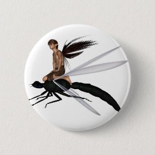Fairy Dragonfly Rider 2 Inch Round Button
