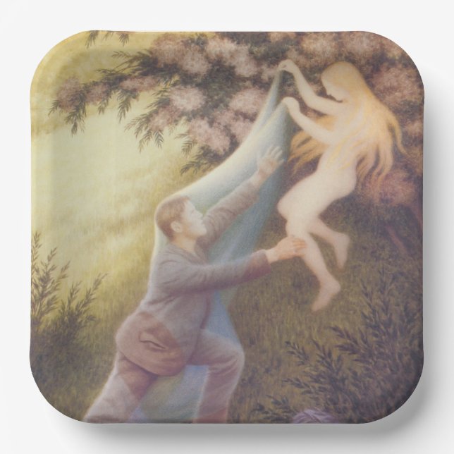 Fairy Dream (by Theodor Severin Kittelsen) Paper Plate (Front)