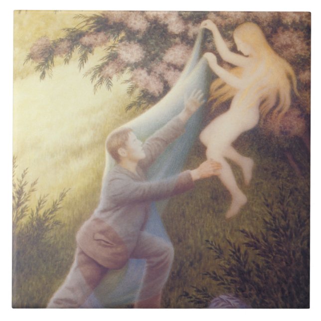 Fairy Dream (by Theodor Severin Kittelsen) Tile (Front)