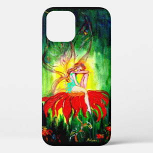FAIRY DREAMING ON THE RED FLOWER green yellow iPhone 12 Case