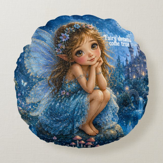 Fairy Dreams Come True Round Pillow (Front)