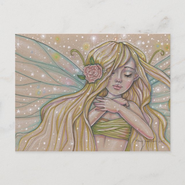 Fairy Dreams Drawing by Molly Harrison Postcard (Front)
