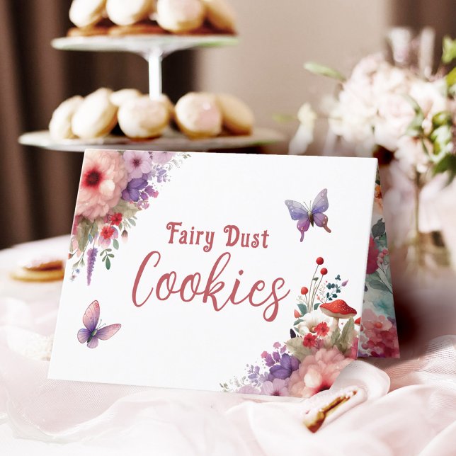 Fairy Dust Cookies Anniversaire Buffet Carte Étiqu ( Fairy Dust Cookies Fairycore Birthday Party Food Buffet Card)