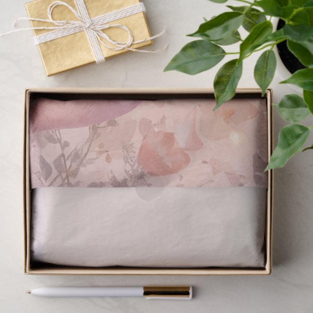 fairy Dusty Rose Heart Cascade Abstract monogram Tissue Paper (Gift)