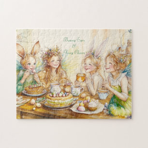 Fairy Easter Tea Party Bunny Springtime Fun Jigsaw Puzzle