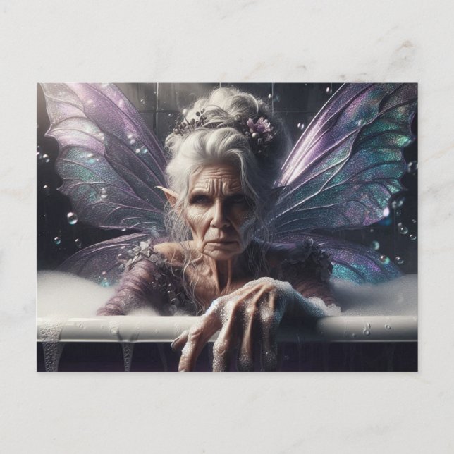 Fairy Elder Woman in the Bubblebath Postcard (Front)