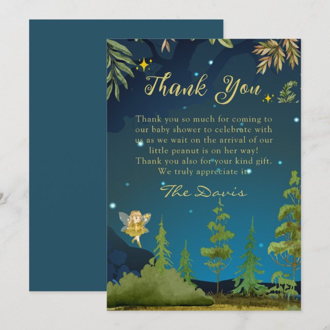 Fairy Enchanted Forest Baby Shower Thank You (Front/Back)